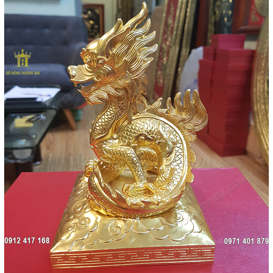 Ấn Rồng phong thủy bằng đồng dát vàng 24K