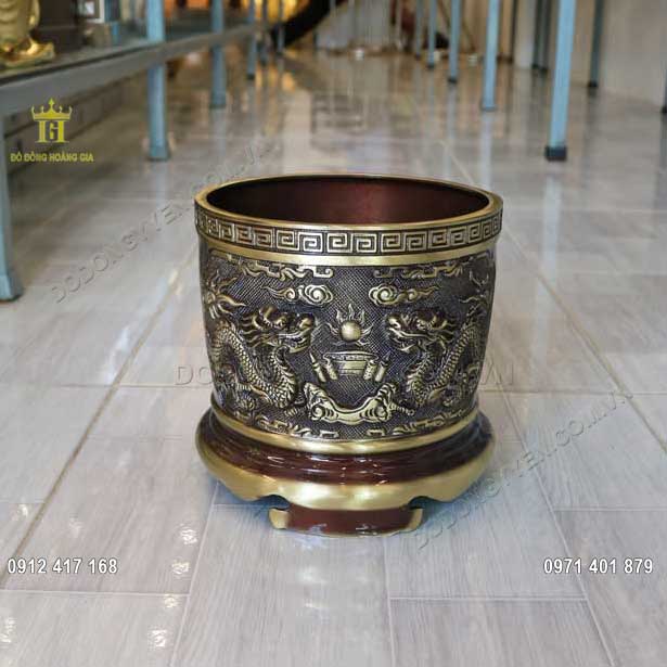Bát Hương Bằng Đồng Vàng Hun Giả Cổ Mẫu Đẹp 