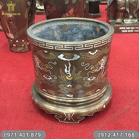 Bát Hương Đồng Khảm Ngũ Sắc | Đồ Thờ Cao Cấp