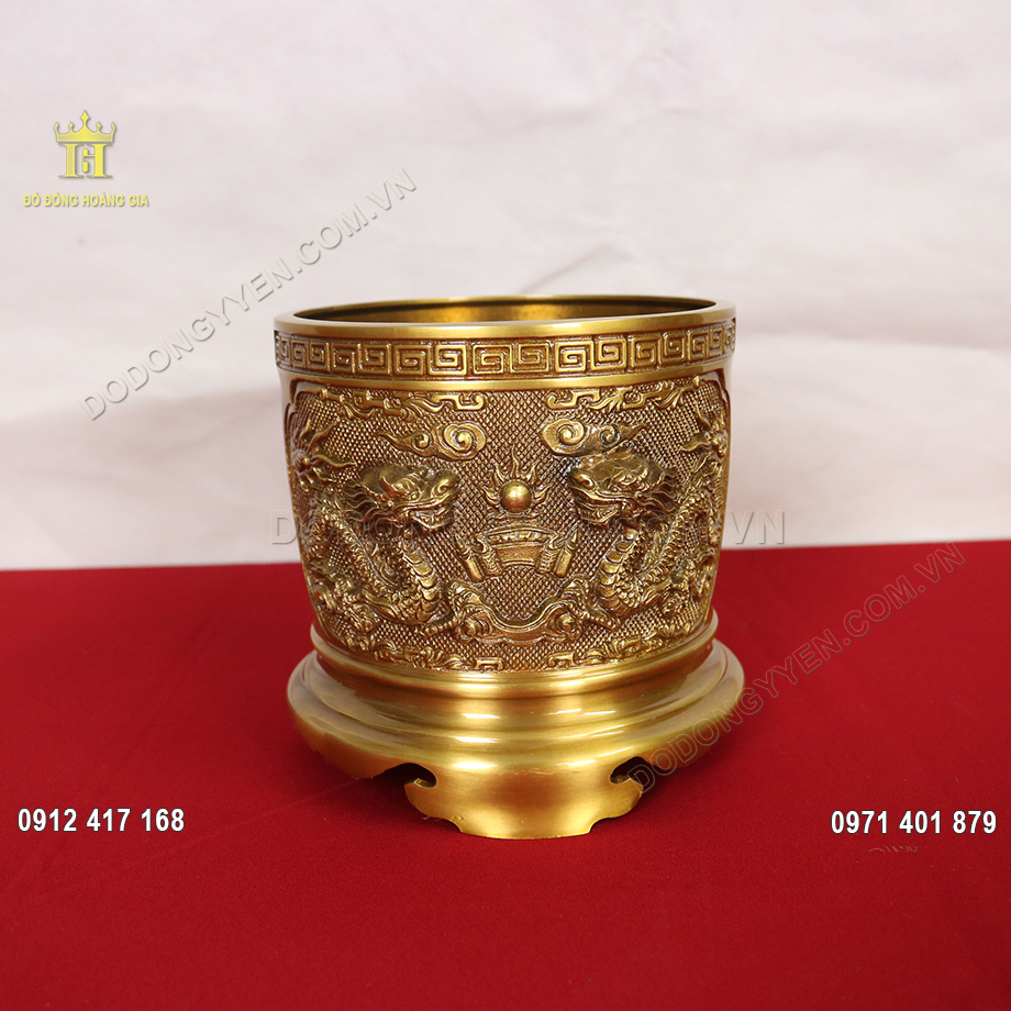 Bát hương đồng vàng rồng nổi cao cấp