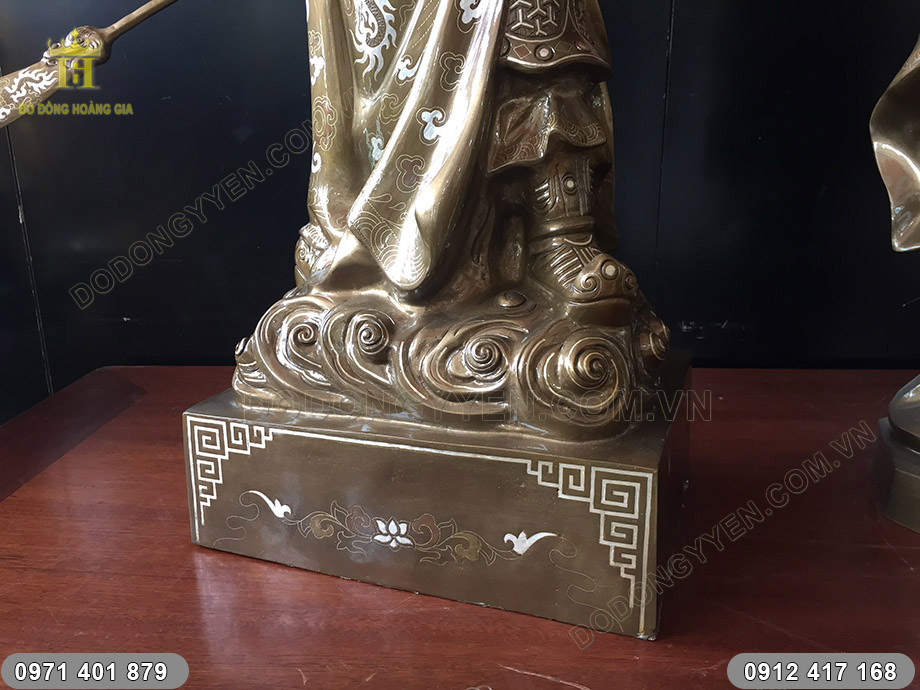 bộ đ&ocirc;i tượng quan c&ocirc;ng khổng minh khảm bạc