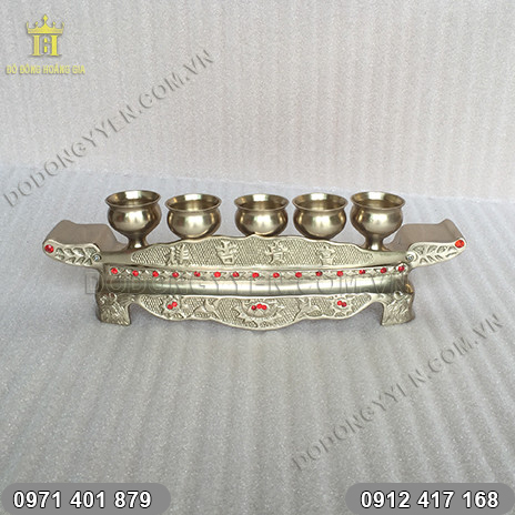 Bộ Ly Chén thờ cúng gia tiên bằng đồng gồm 5 chén đúc mộc Bộ Ly Chén thờ cúng gia tiên bằng đồng gồm 5 chén đúc mộc
