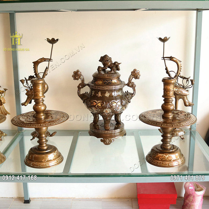 Bộ Ngũ Sự Bằng Đồng Tam Khí 50cm