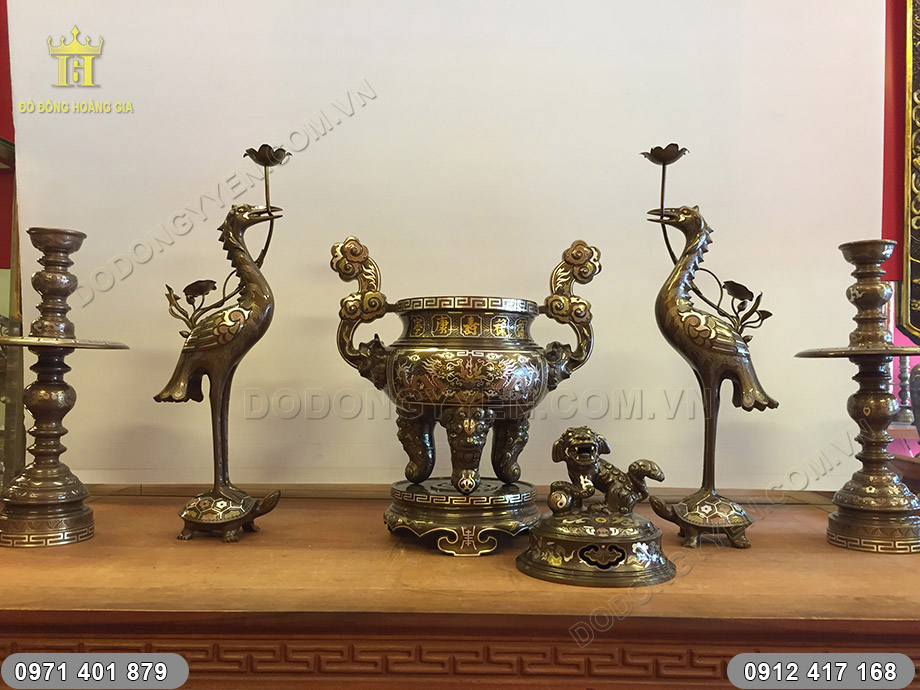 bộ ngũ sự khảm ngũ sắc 60cm