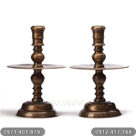 Chân nến khảm tam khí | Đồ đồng Ý Yên