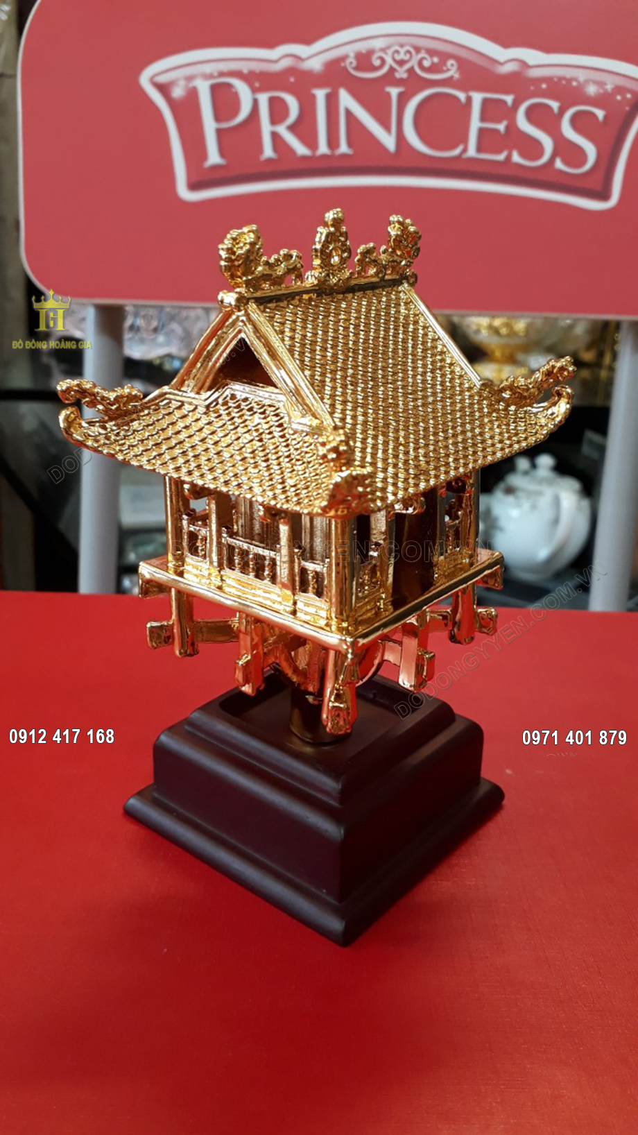Chùa Một Cột Bằng Đồng Mạ Vàng 24K