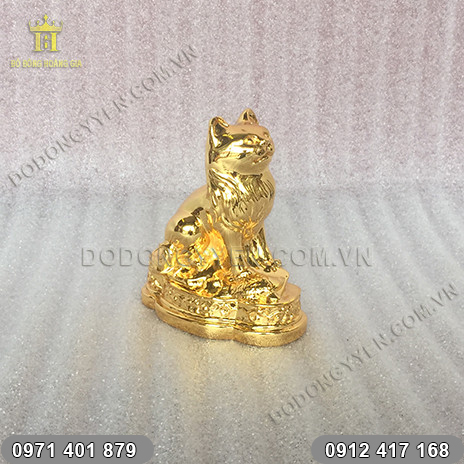 Tượng con Mèo Mạ Vàng 24K nhỏ, quà tặng tuổi Mão