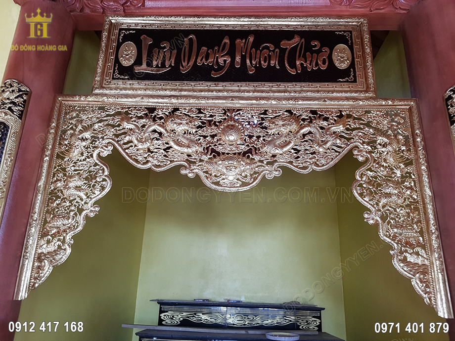 Cửa V&otilde;ng Chạm Tứ Linh Đồng Đỏ 2M51 Cho Kh&aacute;ch Lạng Sơn