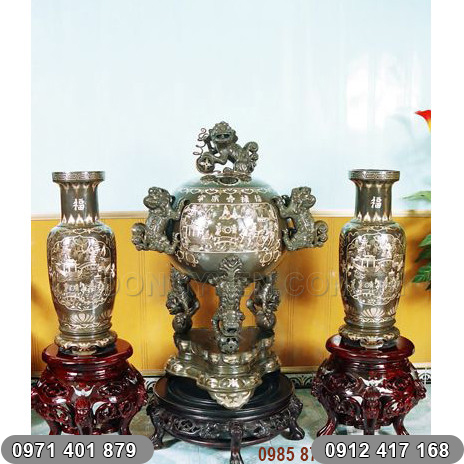 Đỉnh đồng khảm tam khí | Đồ đồng Ý Yên