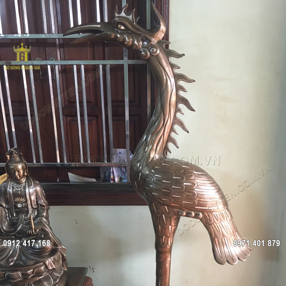 Đôi Hạc Đồng Khảm Ngũ Sắc cao 1m97