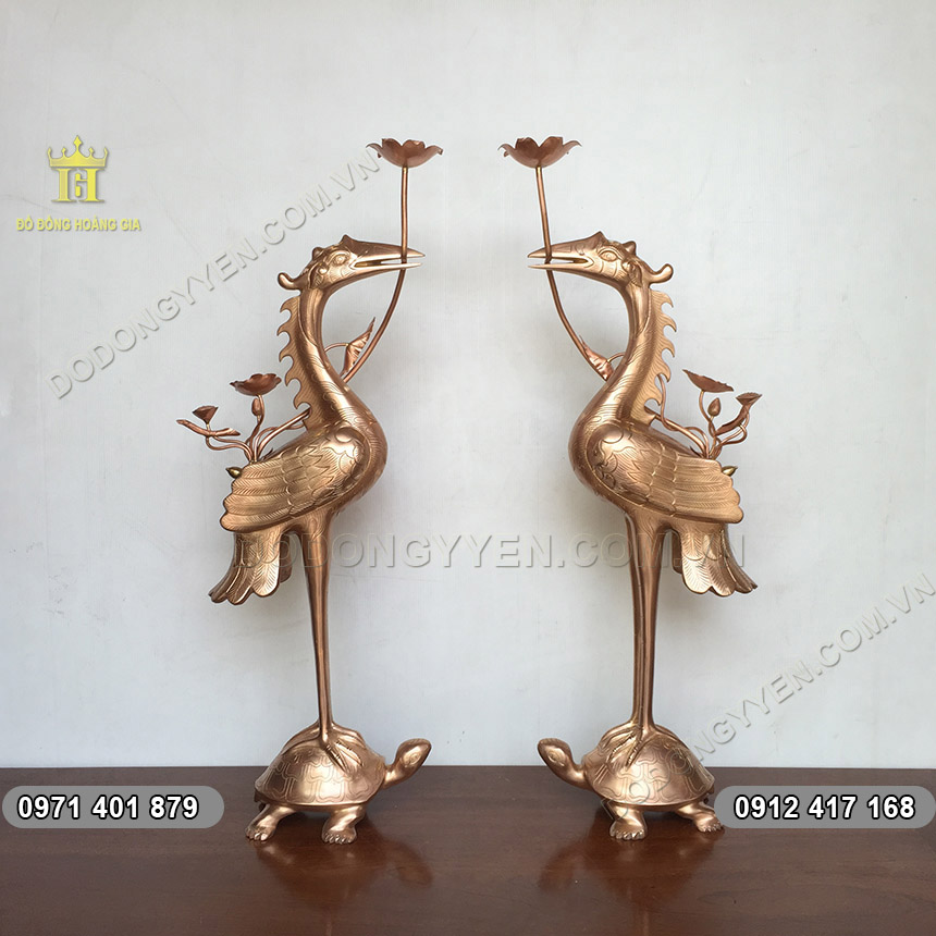 Đôi Hạc Đồng Thờ Cúng Bằng Đồng Nồi Hàng Kỹ 70cm