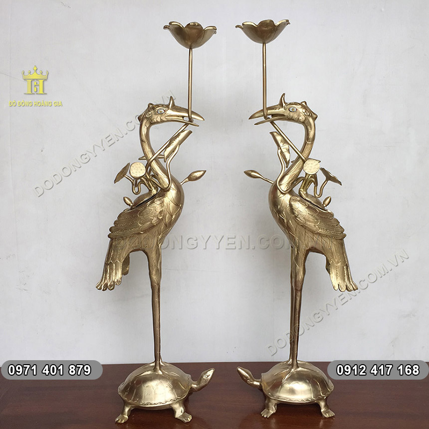Đôi Hạc Đúc Bằng Đồng Vàng Thanh Khiết Cao 75cm