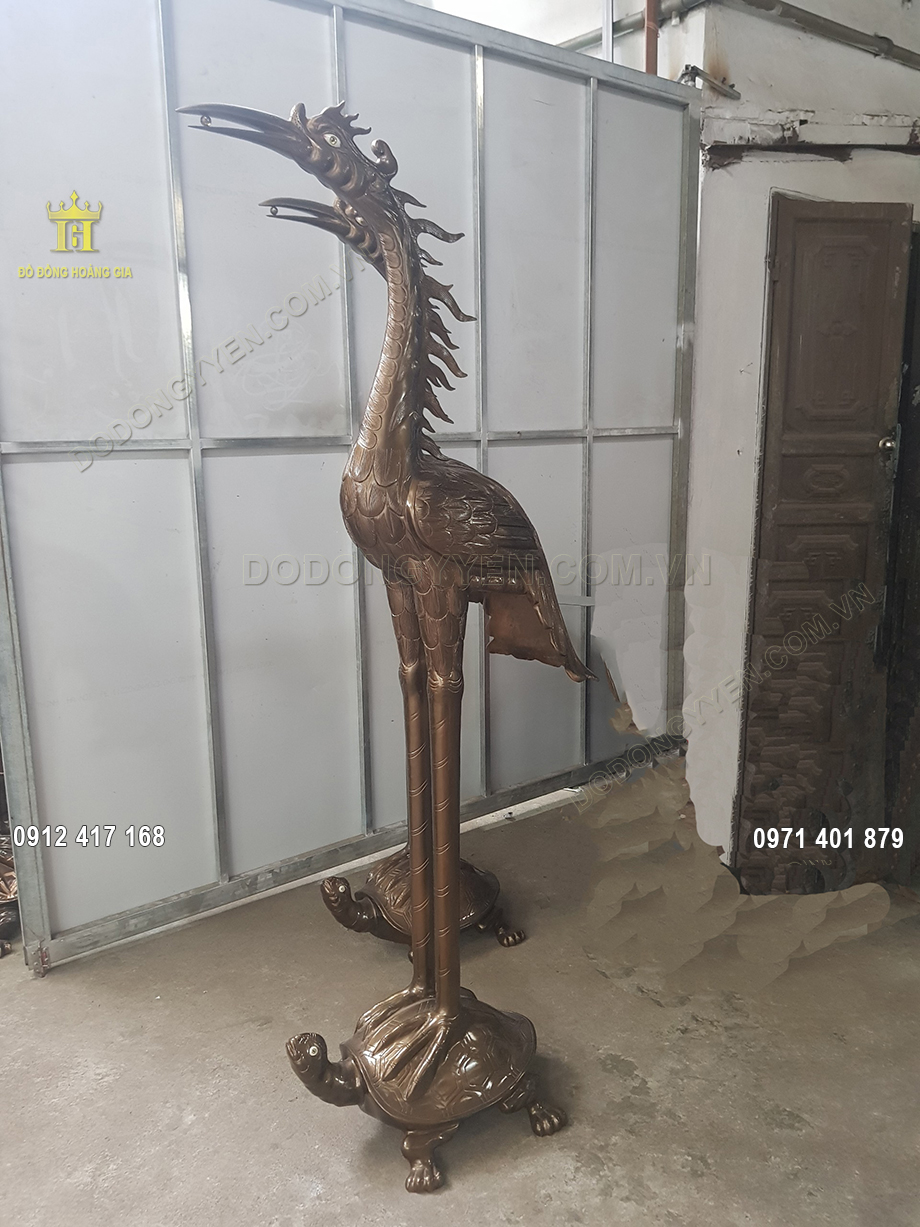 Đ&ocirc;i Hạc Thờ C&uacute;ng Bằng Đồng Đỏ 1M76