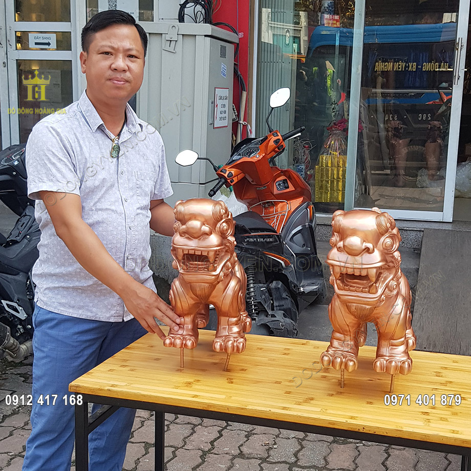 Đôi Tỳ Hưu Đúc Bằng Đồng Đỏ Nặng 80kg