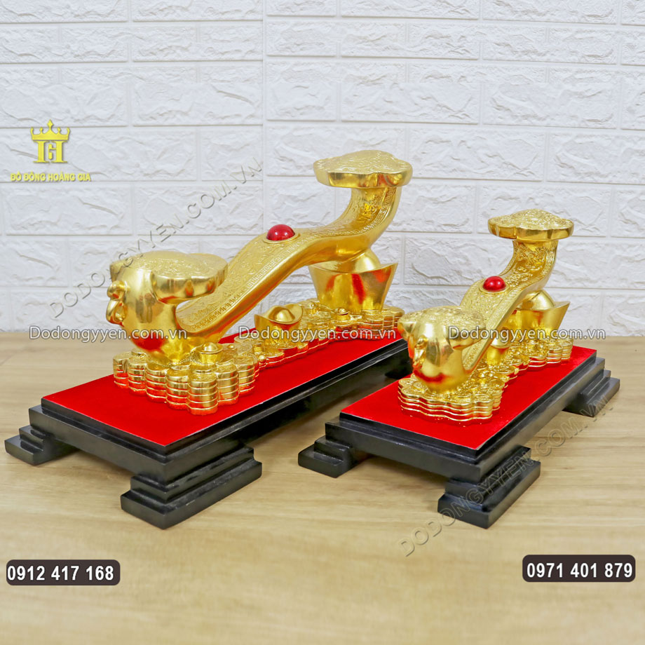 Gậy Như Ý Dát Vàng 24K - Vật Phẩm Phong Thủy Thăng Quan Tiến Chức
