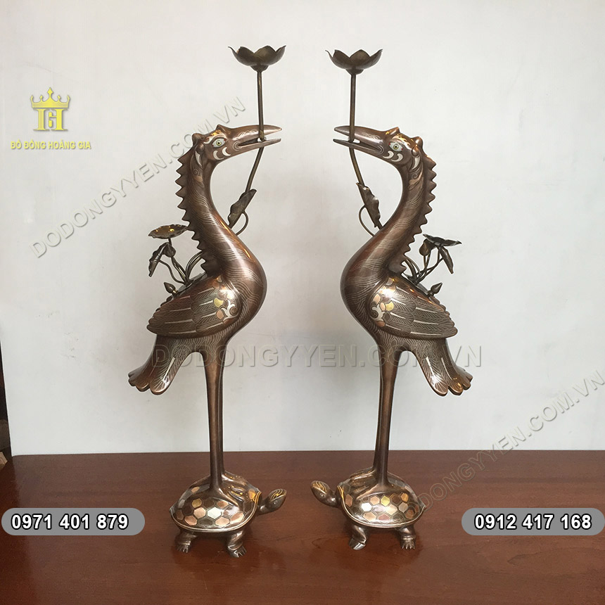 Hạc Đồng Khảm Tam Khí Hàng Kỹ Cao 70cm Tuyệt Đẹp