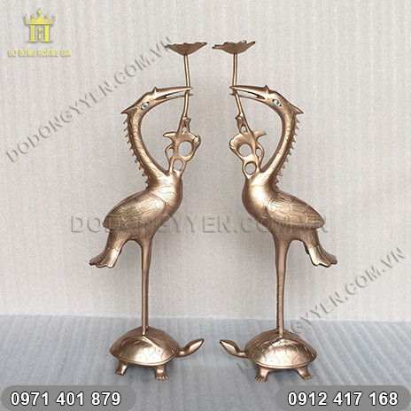Hạc đồng thờ cúng bằng đồng đỏ cao 50cm