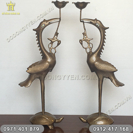 Hạc Đứng Trên Mai Rùa Bằng Đồng cao 60cm