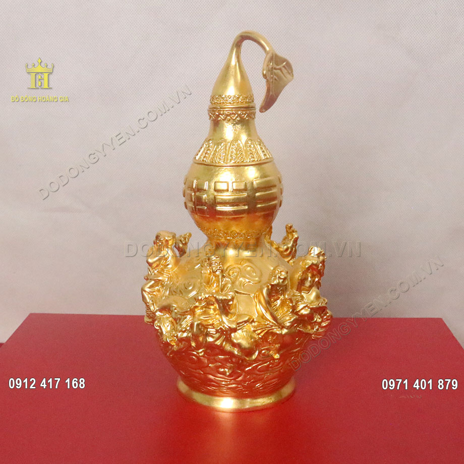 Hồ lô bát tiên bằng đồng dát vàng 24K