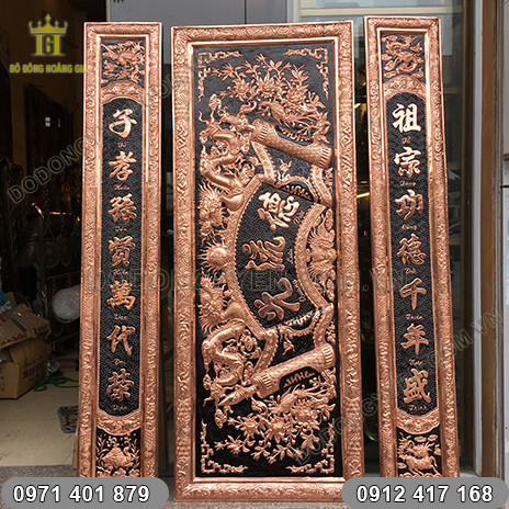 Hoành Phi Câu Đối khung đồng đỏ 1m97