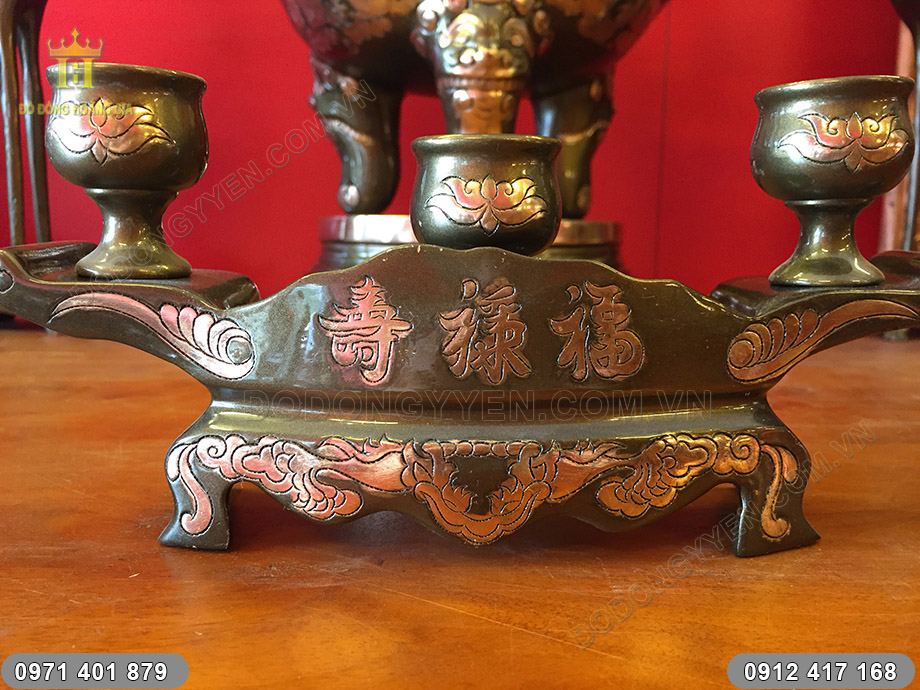 khay 3 ch&eacute;n đồng đỏ