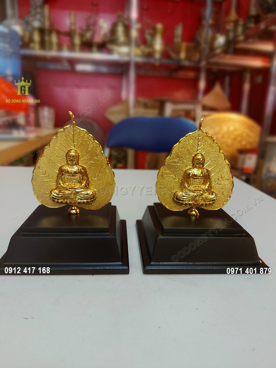 L&aacute; Đề H&igrave;nh Phật Hai Mặt Bằng Đồng Mạ V&agrave;ng 24K