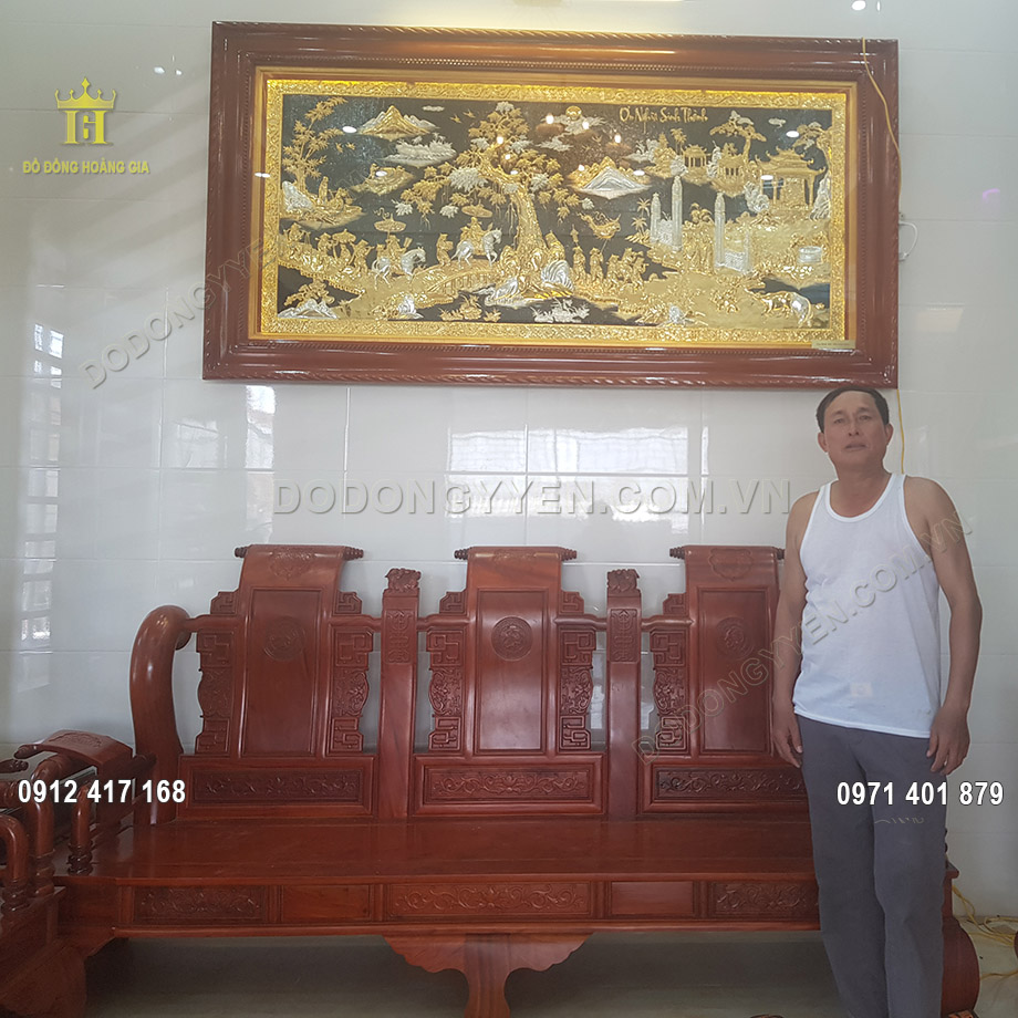 Lắp Đặt Tranh Đồng Vinh Quy Bái Tổ Mạ Vàng Mạ Bạc 2M3 Tại Nghệ An