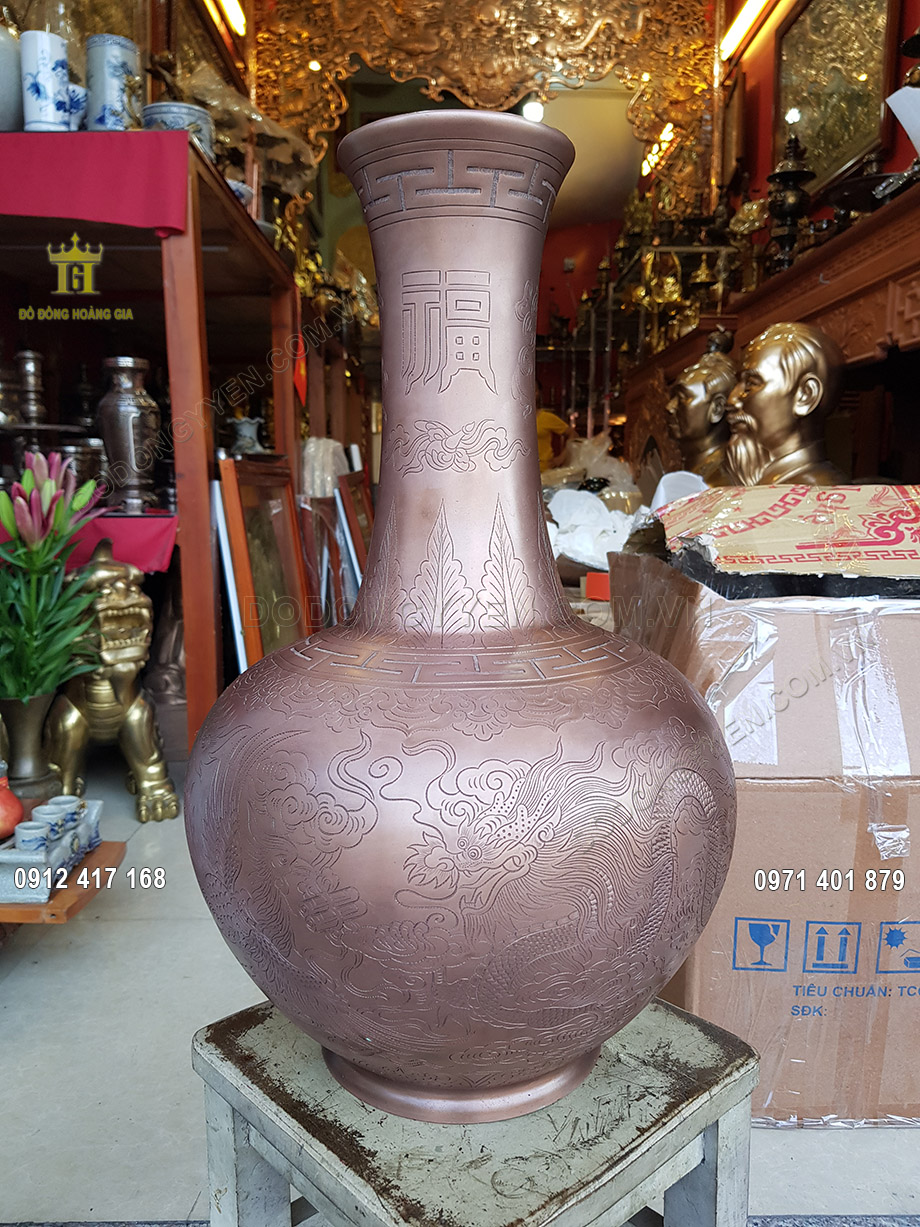 Lọ Hoa Bằng Đồng Đỏ 46Cm