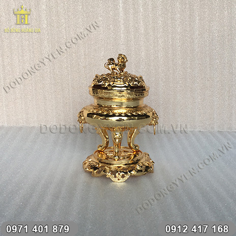 Lư Đốt Trầm mạ vàng 24k cao 20cm