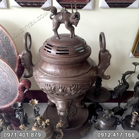 Lư hương đồng hóa vàng mã | Đồ đồng Ý Yên