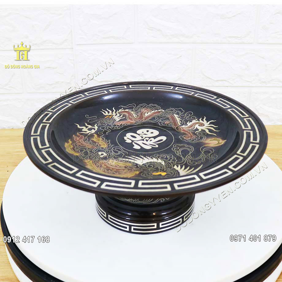 Mâm Bồng Bằng Đồng Khảm Ngũ Sắc Vật Phẩm Thờ Cúng Cao Cấp