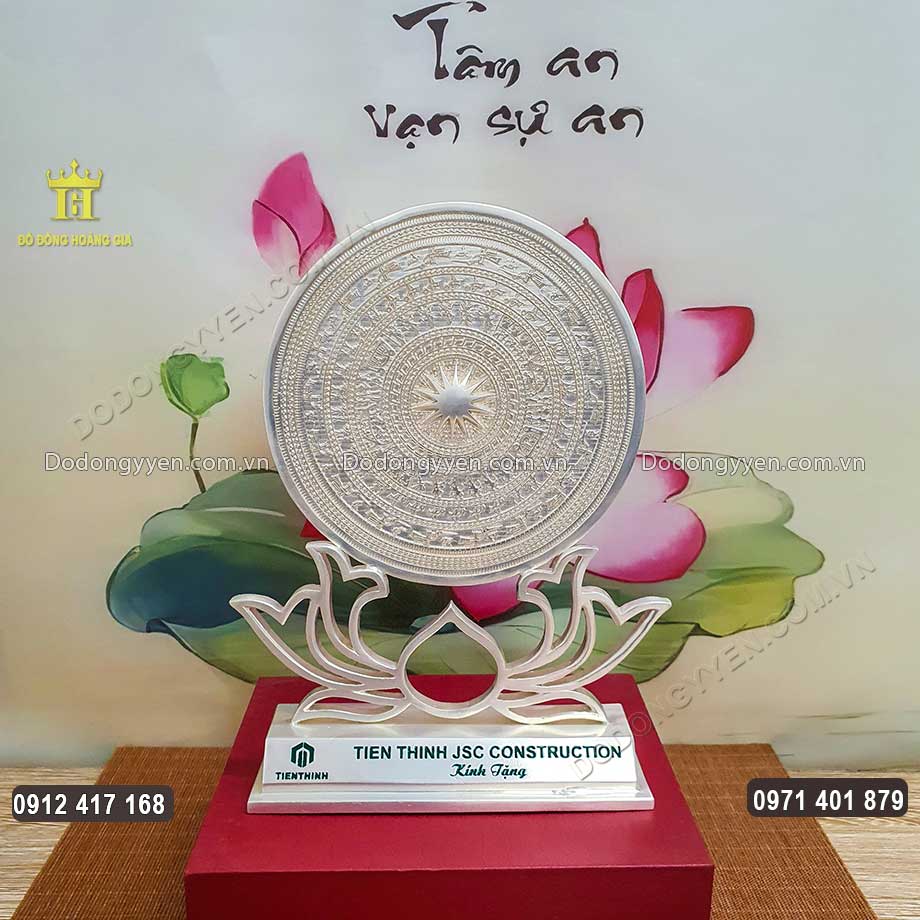 Mặt Trống Đồng Đế Hoa Sen Mạ Bạc 925 Hàng Đặt