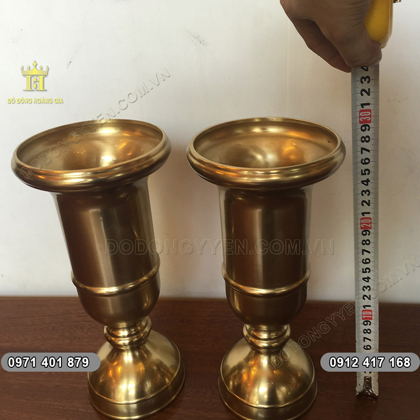 Ống Đựng Hương bằng đồng vàng đúc trơn cao 30cm