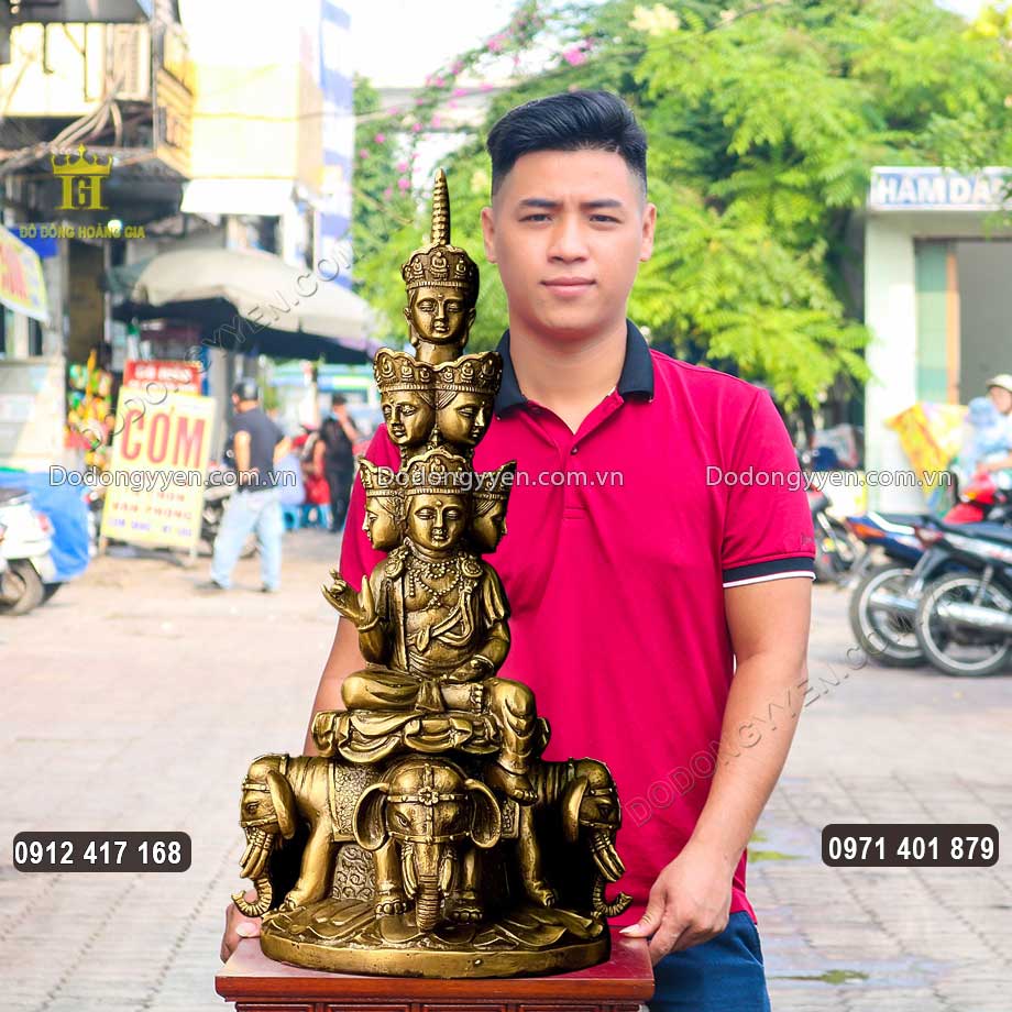 Tôn Tượng Thập Phương Phổ Hiền Bồ Tát Bằng Đồng Vàng