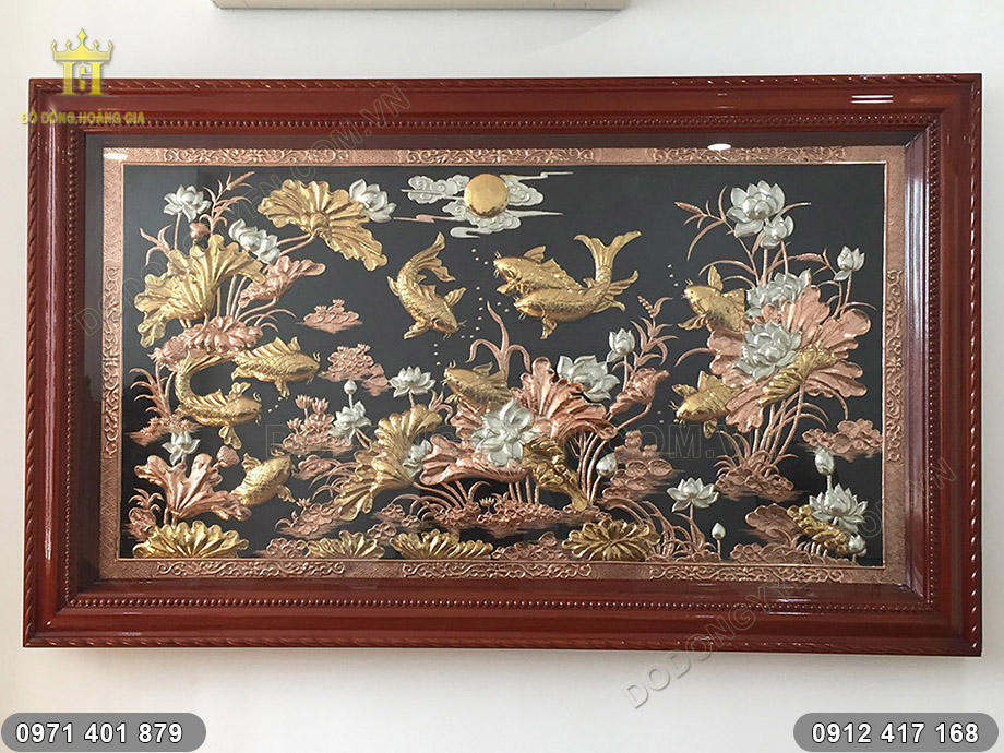 tranh c&aacute; ch&eacute;p  hoa sen tam kh&iacute;