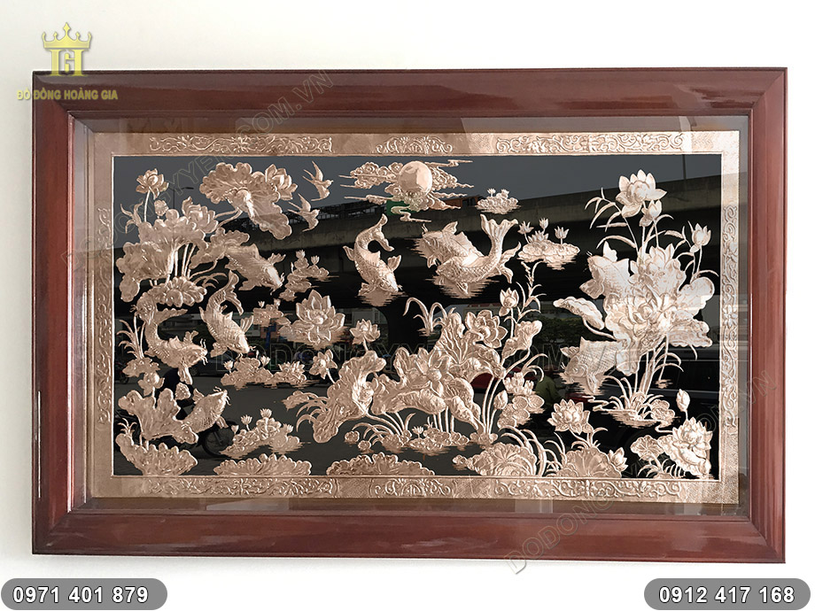 tranh cửu ngư quần hội đồng đỏ