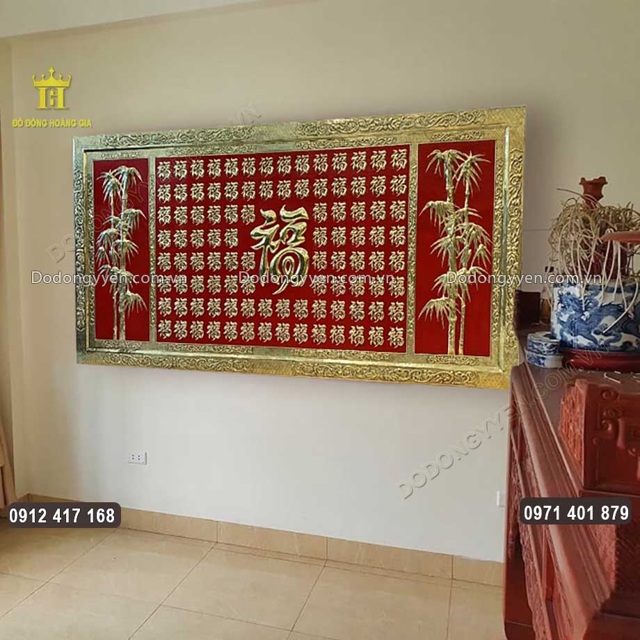 Tranh Đồng Bách Phúc 100 Chữ Phúc Khung Liền Đồng Vàng