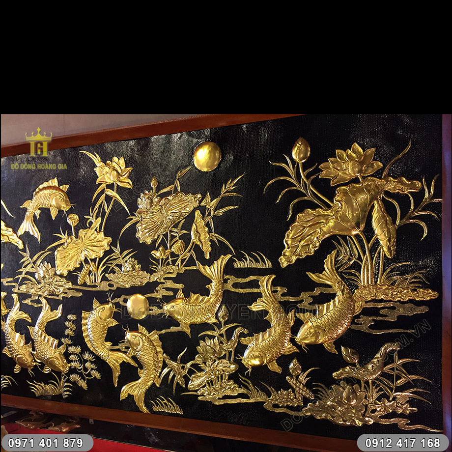 Cửa Hàng Bán Tranh Cửu Ngư Hoa Sen Dát Vàng tại Hà Nội