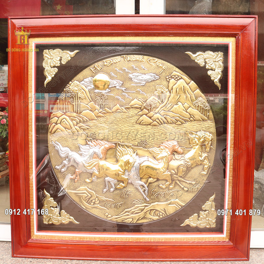 Tranh Đồng M&atilde; Đ&aacute;o Th&agrave;nh C&ocirc;ng Mạ Tam Kh&iacute; Vu&ocirc;ng 80Cm