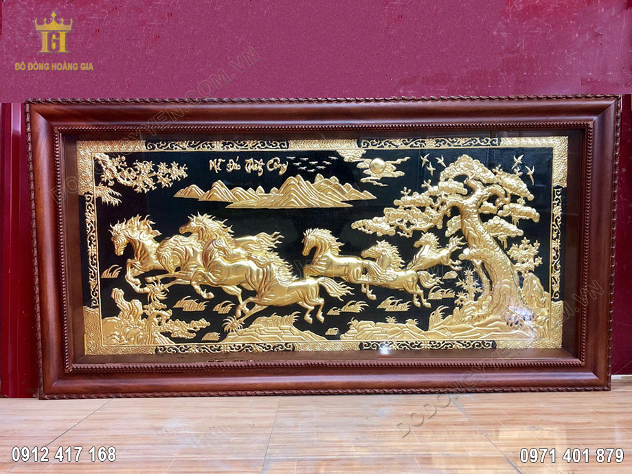Tranh đồng m&atilde; đ&aacute;o th&agrave;nh c&ocirc;ng mạ v&agrave;ng 24k 1m8