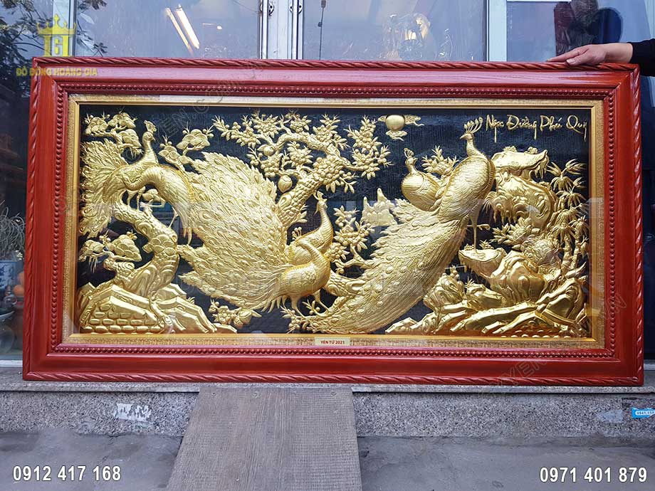 Tranh Đồng Ngọc Đường Phú Quý Dát Vàng 9999 1M70
