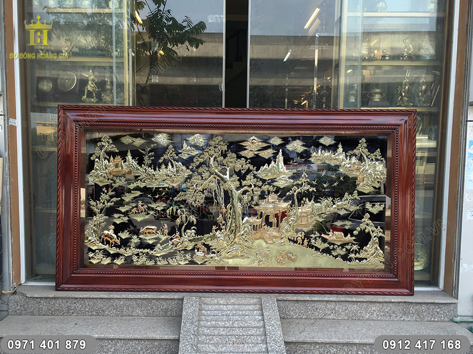 tranh đồng qu&ecirc; d&aacute;t v&agrave;ng 9999