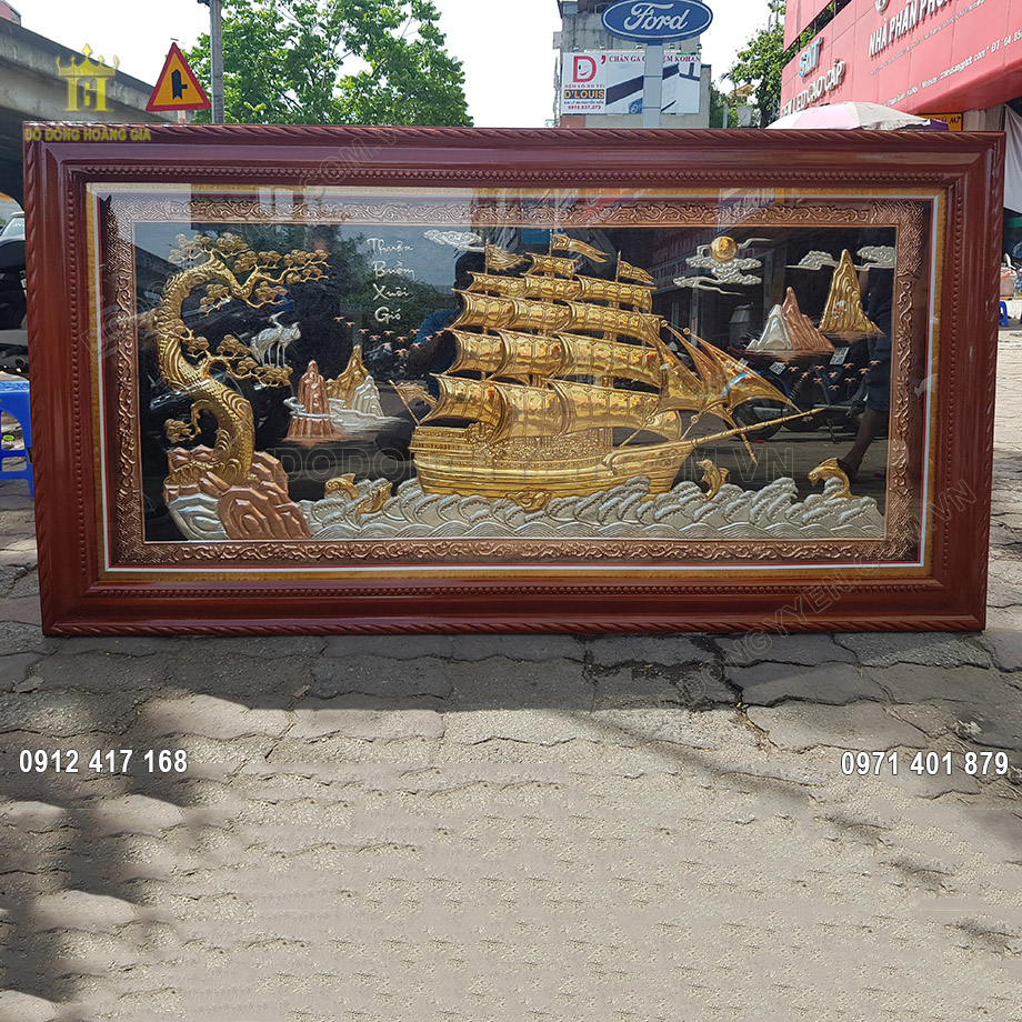 Tranh Đồng Thuận Buồm Xuôi Gió Mạ Tam Khí 1M76