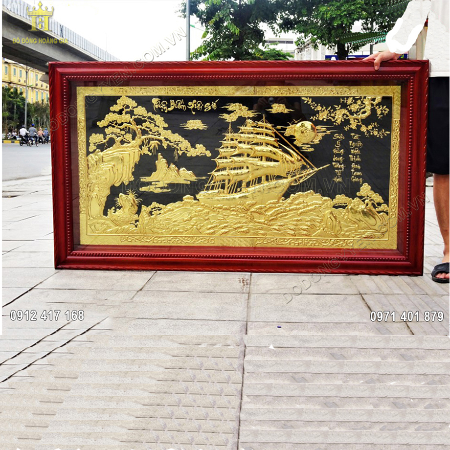 Tranh đồng thuận buồm xuôi gió mạ vàng 24K