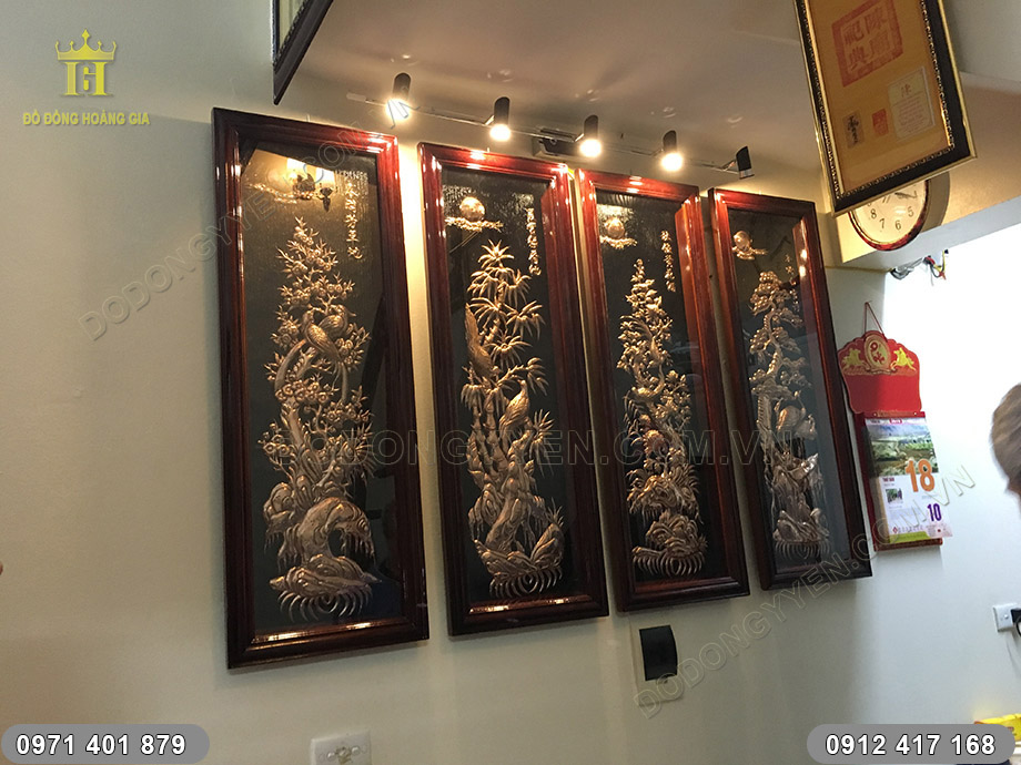 tranh đồng tứ quý treo phòng khách tranh đồng tứ quý treo phòng khách