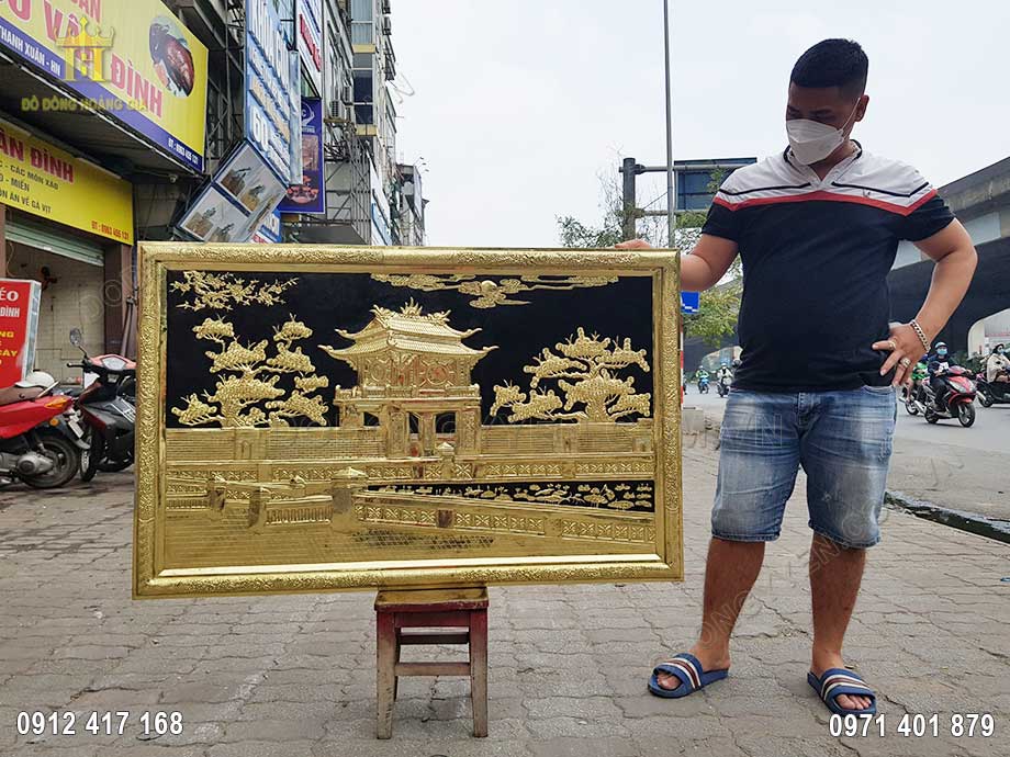 Tranh Khuê Văn Các Bằng Đồng Vàng 1M27
