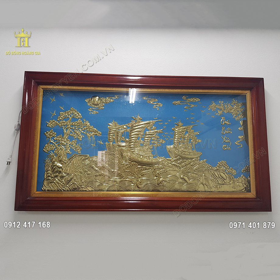 Tranh Thuận Buồm Xuôi Gió Đồng Vàng Nền Xanh 1M55 