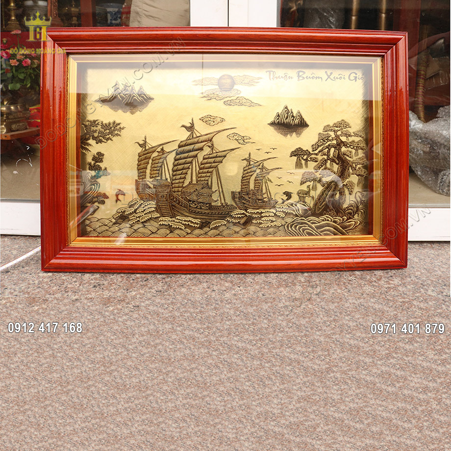 Tranh Thuận Buồm Xuôi Gió Xước Giả Cổ 58Cm