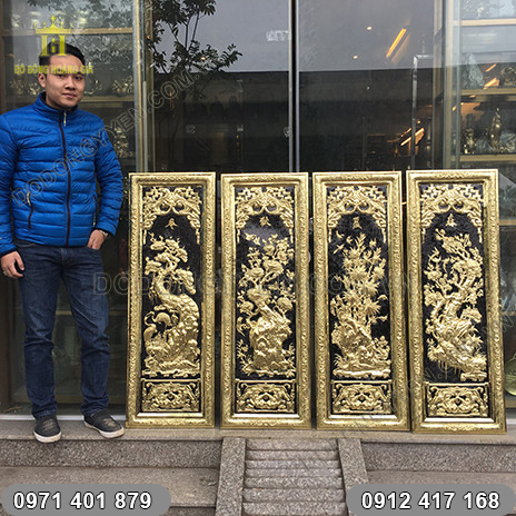 Tranh Tứ Quý Tùng Cúc Trúc Mai