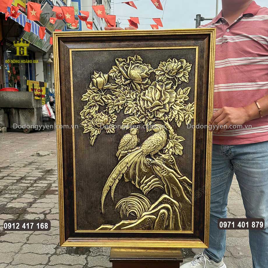 Tranh Uyên Ương Bằng Đồng Hun Giả Cổ